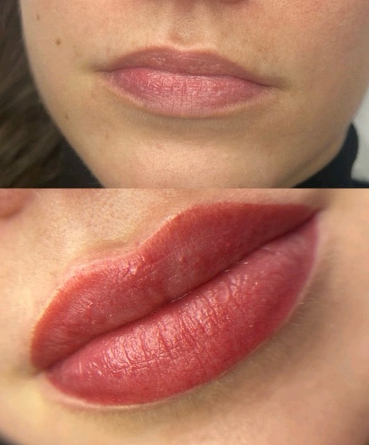 Résultat avant et après Candy Lips à Tours - Maquillage semi-permanent des lèvres
